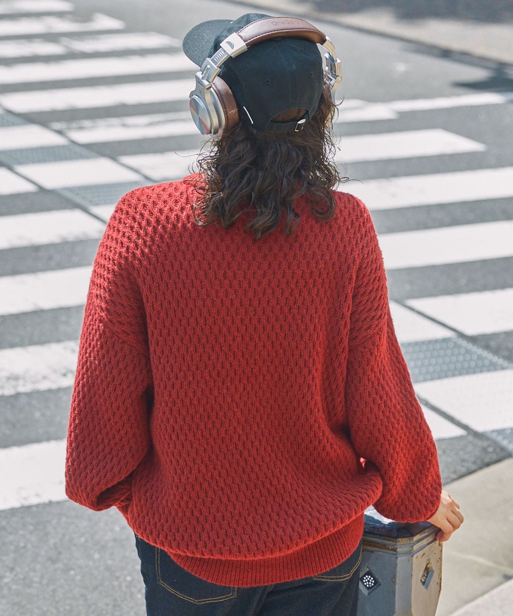 MONO-MART 華夫格針織亨利領毛衣_38