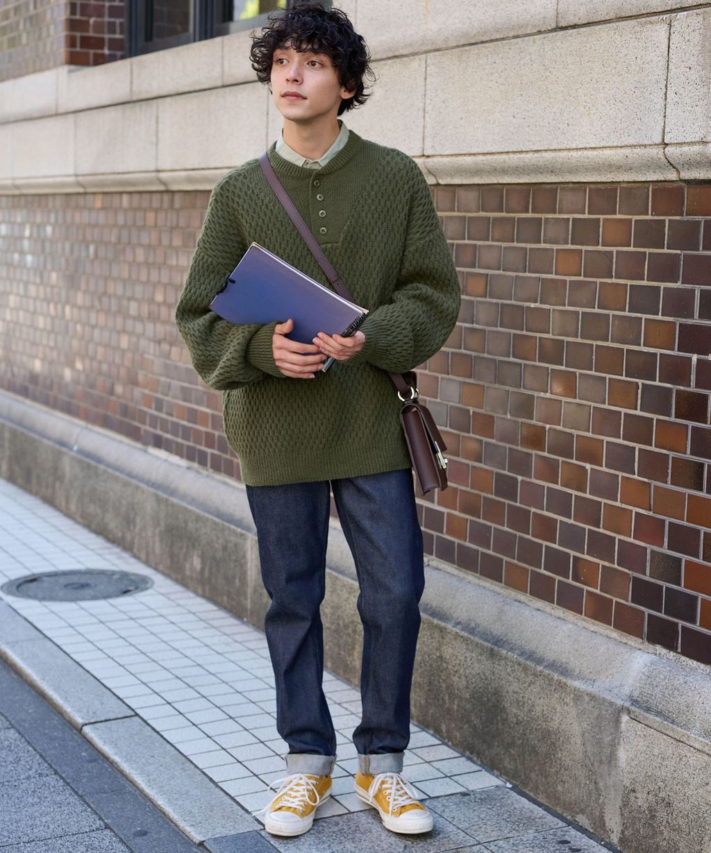 MONO-MART 華夫格針織亨利領毛衣_57