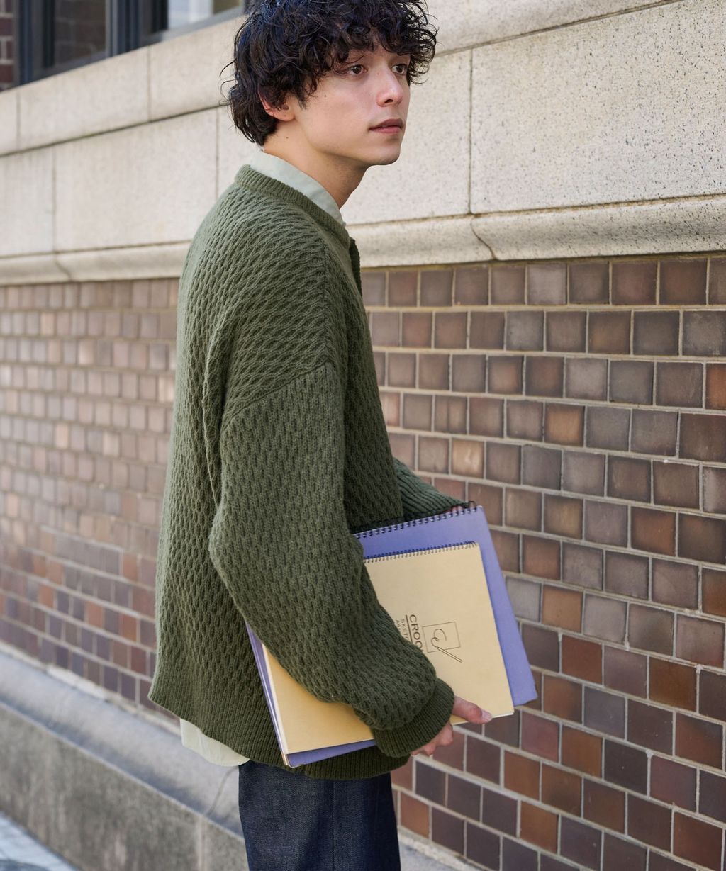 MONO-MART 華夫格針織亨利領毛衣_54