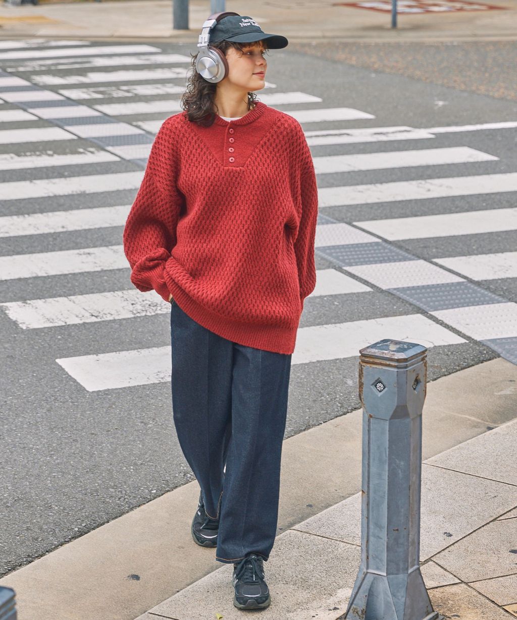 MONO-MART 華夫格針織亨利領毛衣_41