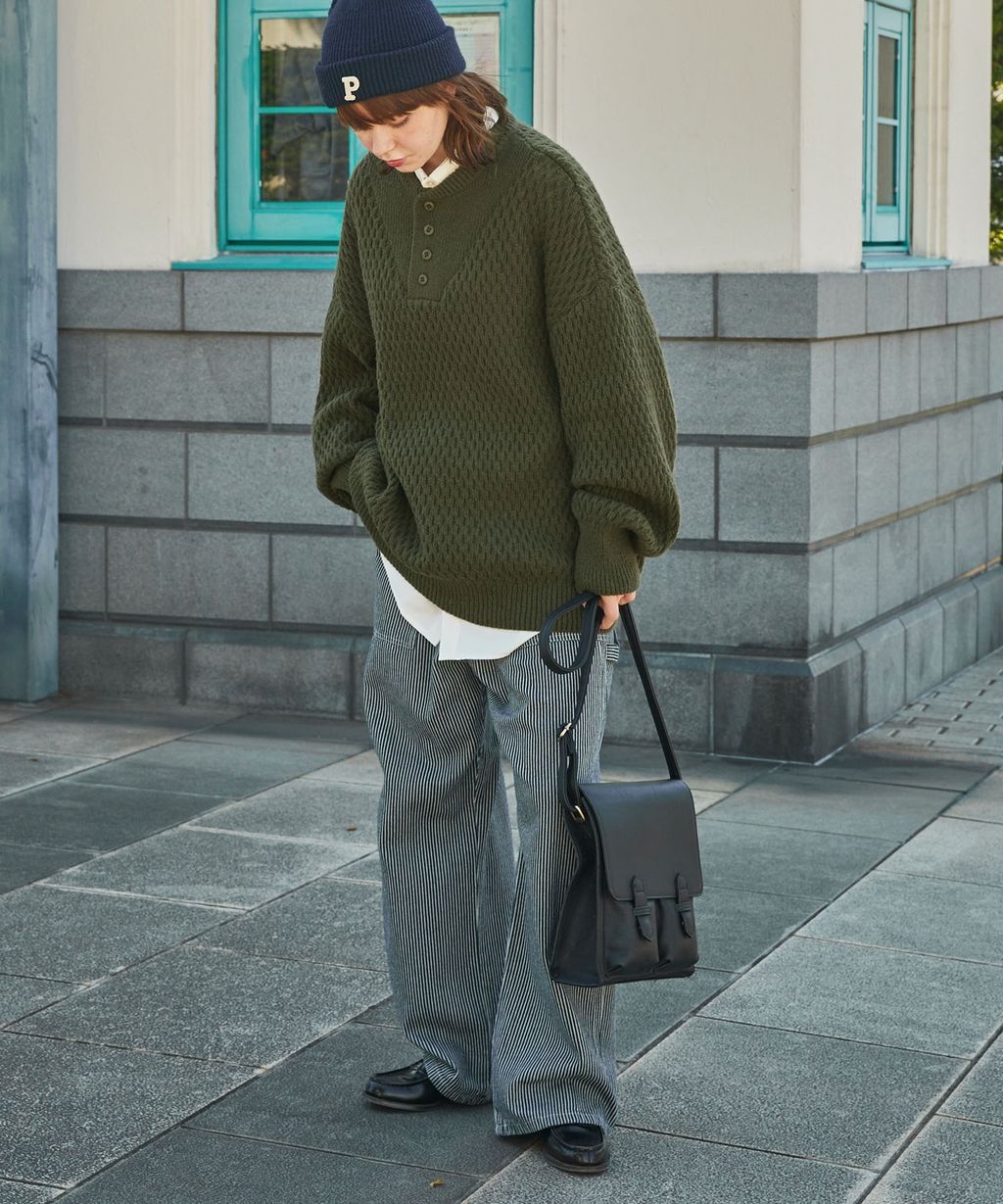 MONO-MART 華夫格針織亨利領毛衣_65