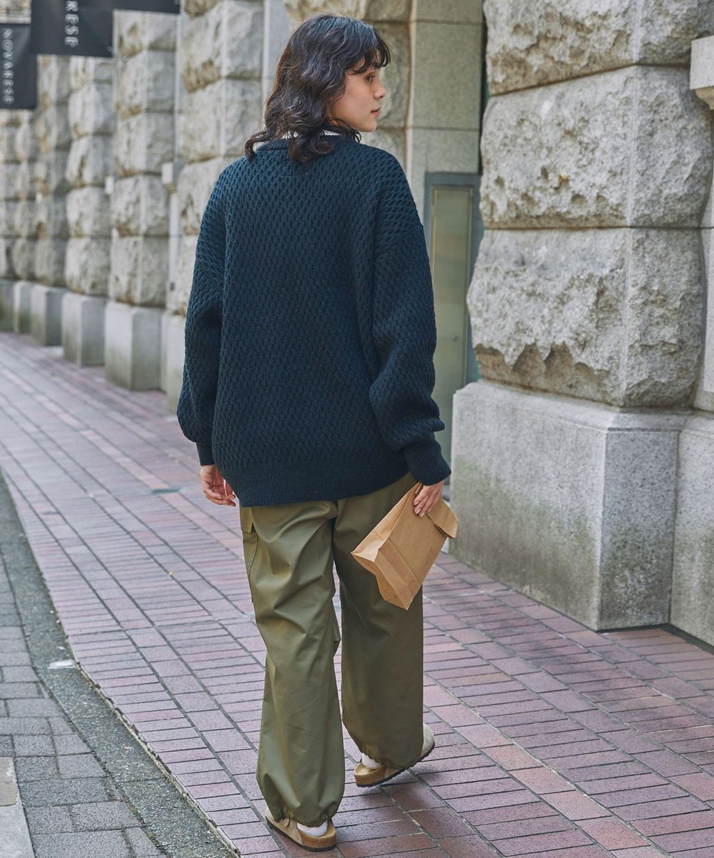 MONO-MART 華夫格針織亨利領毛衣_30