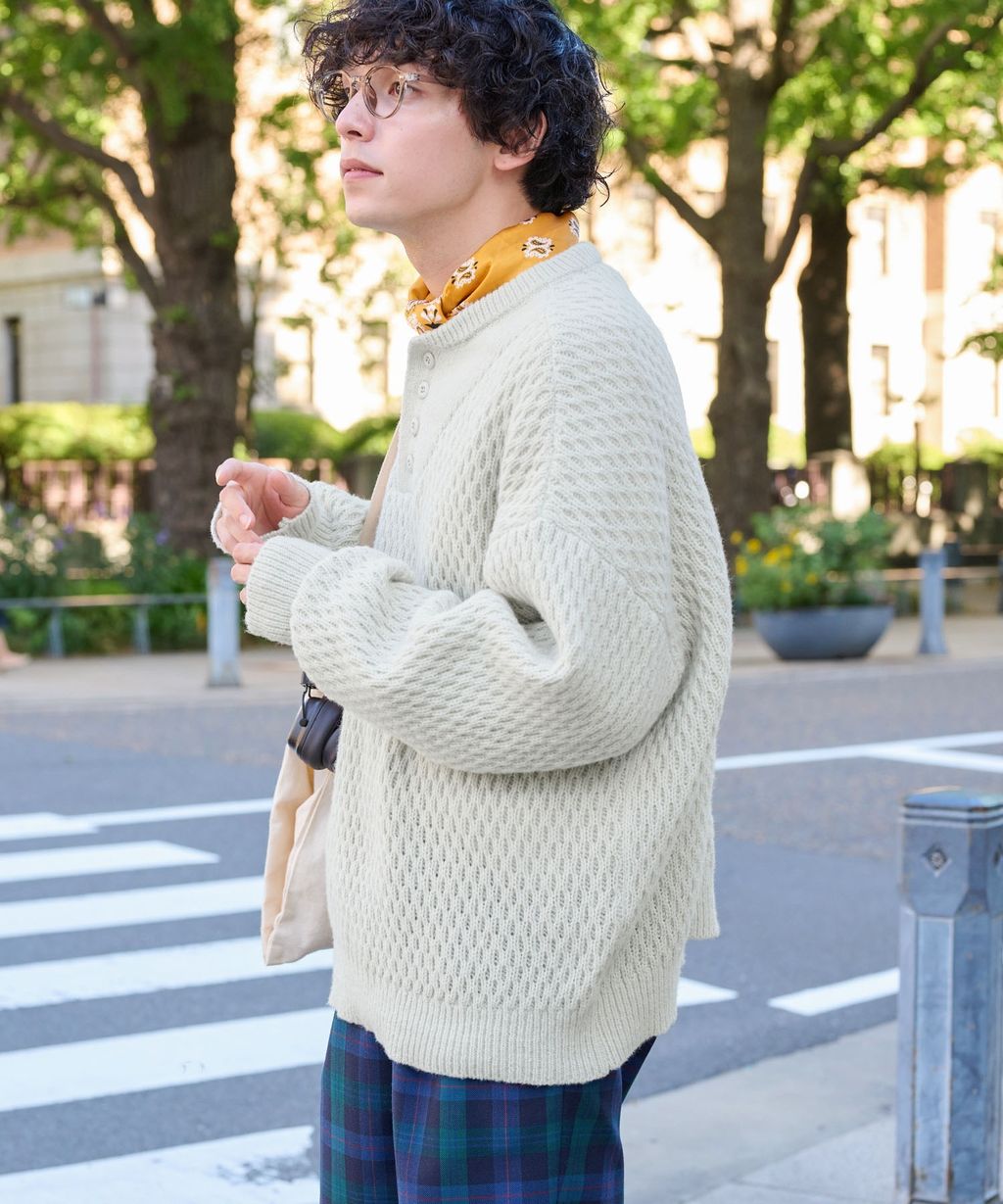 MONO-MART 華夫格針織亨利領毛衣_15