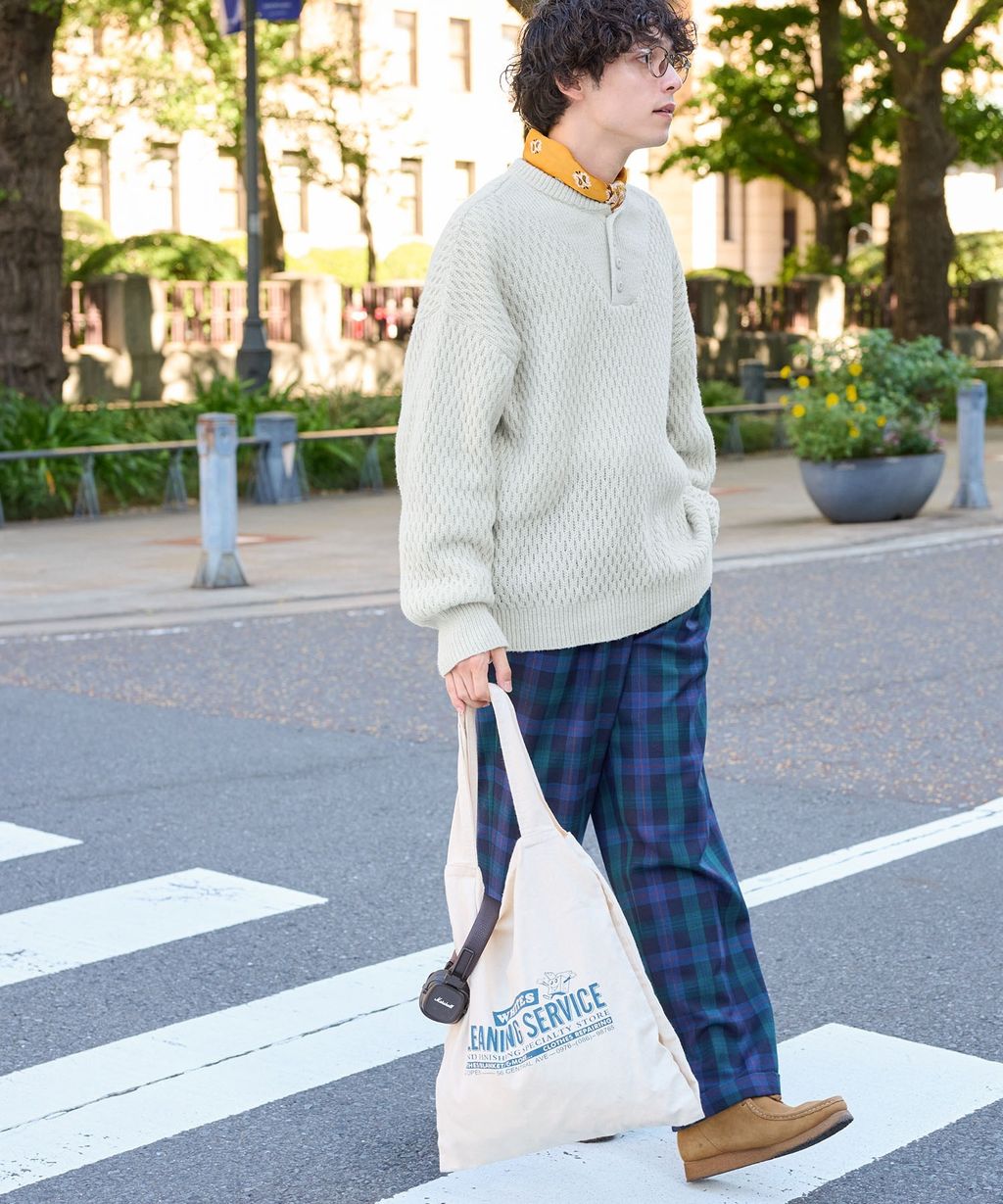 MONO-MART 華夫格針織亨利領毛衣_18