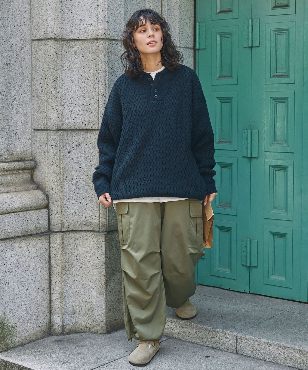 MONO-MART 華夫格針織亨利領毛衣_28