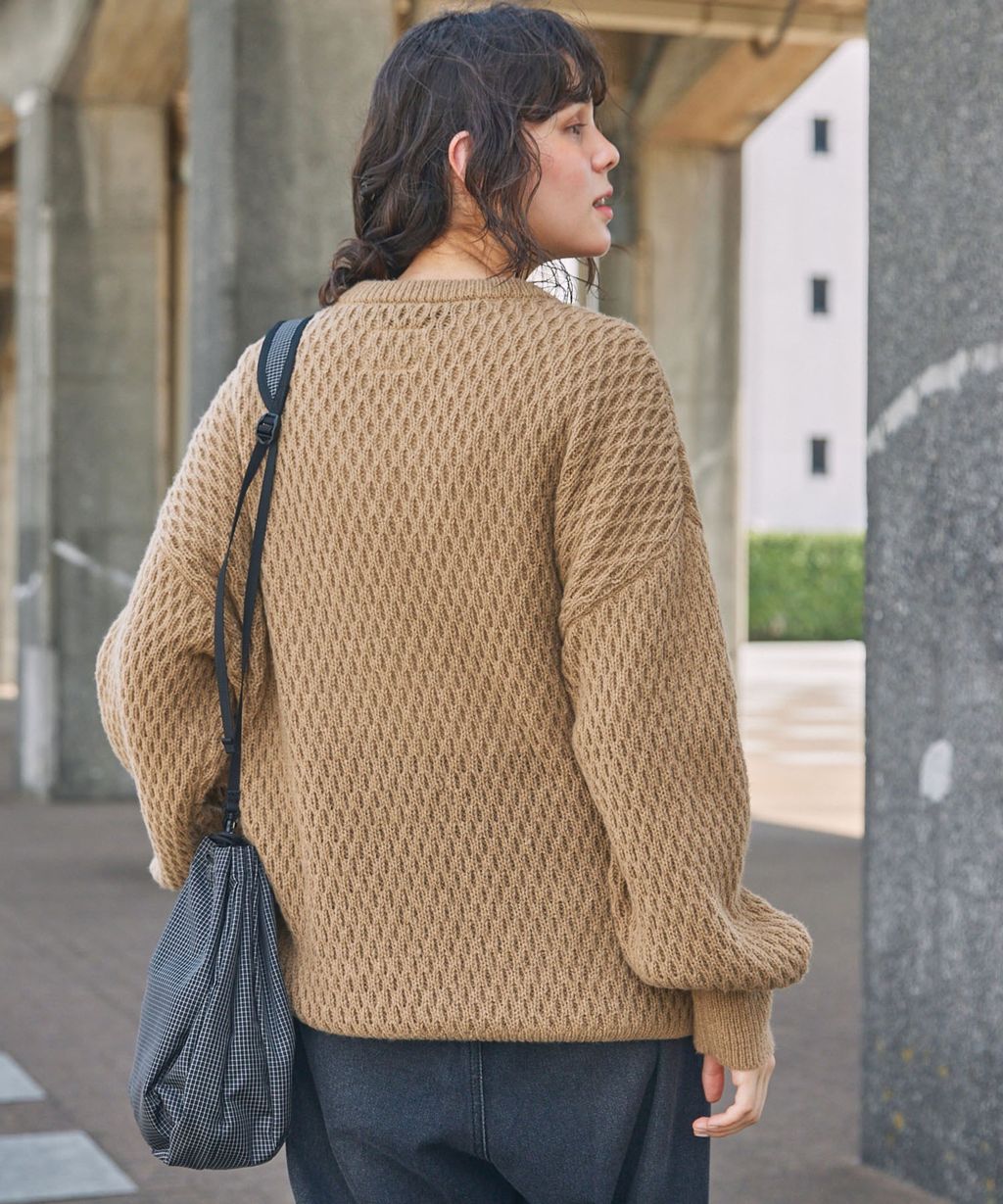 MONO-MART 華夫格針織亨利領毛衣_128