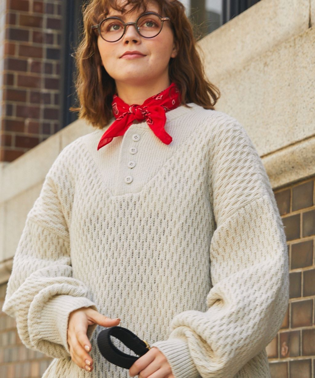 MONO-MART 華夫格針織亨利領毛衣_111