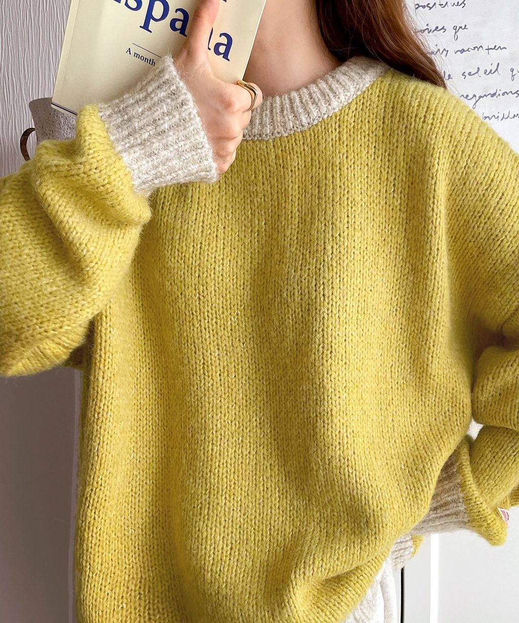 java 前後兩穿復古混紗保暖亨利領針織上衣_6