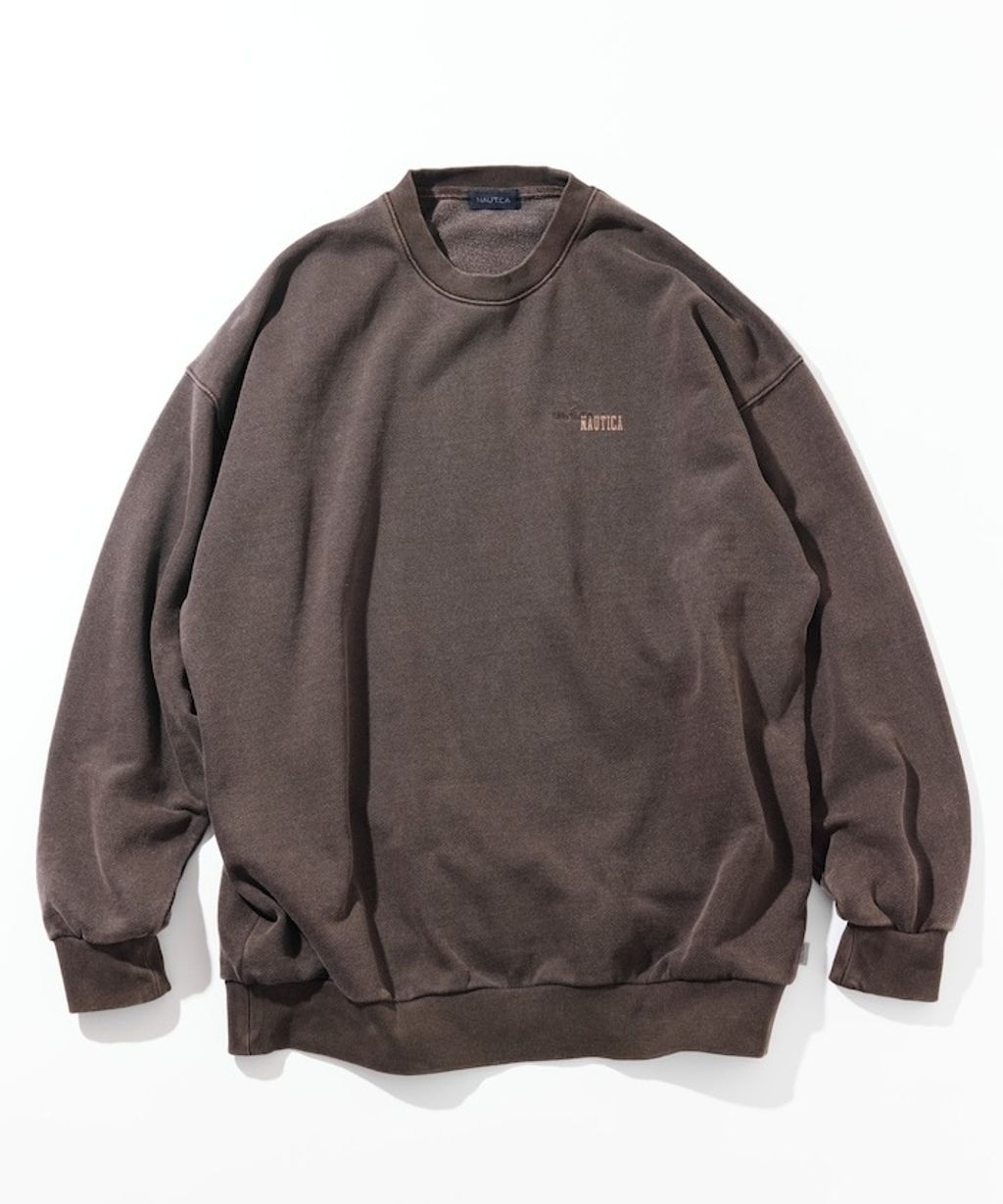 NAUTICA 復古刷色水染HIDDEN LOGO 490g厚磅圓領大學T_24