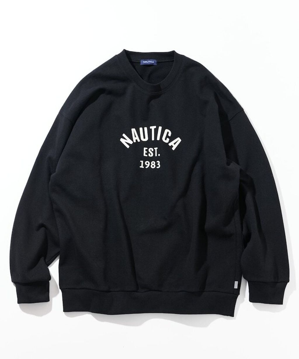 NAUTICA 毛氈立體字母弧形LOGO 490g厚磅圓領大學T_2