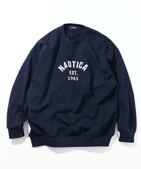 NAUTICA 毛氈立體字母弧形LOGO 490g厚磅圓領大學T_3