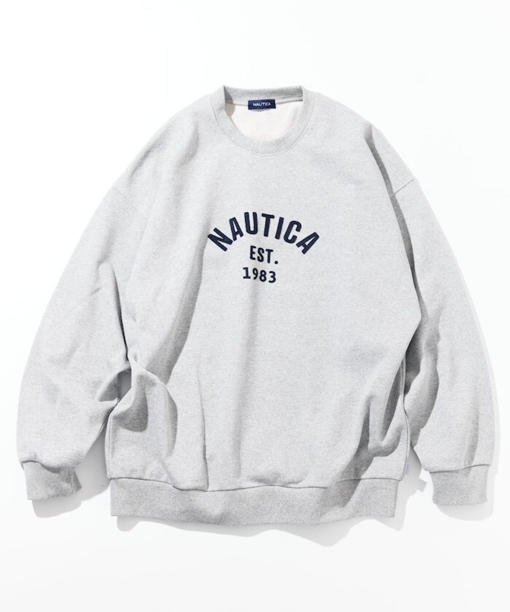 NAUTICA 毛氈立體字母弧形LOGO 490g厚磅圓領大學T_11