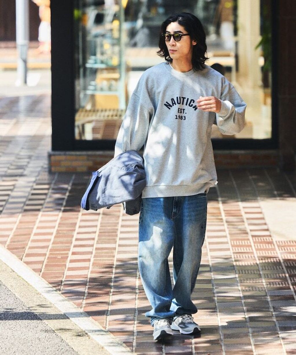 NAUTICA 毛氈立體字母弧形LOGO 490g厚磅圓領大學T_6