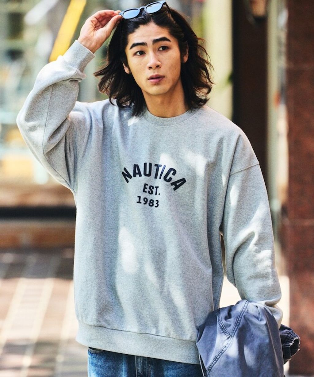 NAUTICA 毛氈立體字母弧形LOGO 490g厚磅圓領大學T_10