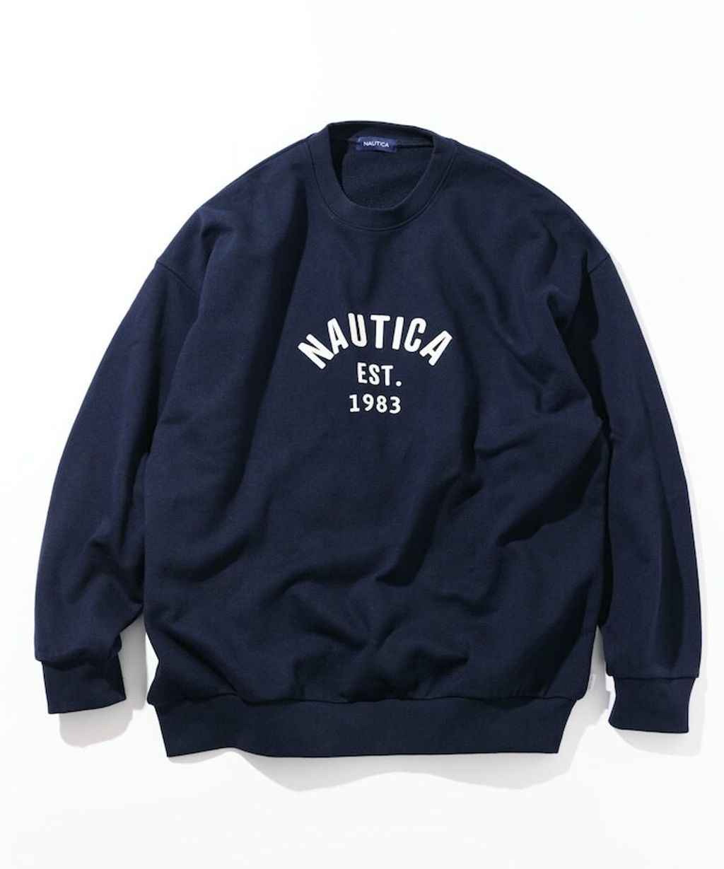 NAUTICA 毛氈立體字母弧形LOGO 490g厚磅圓領大學T_17