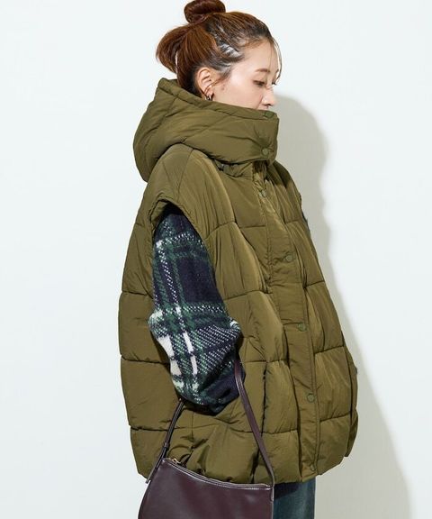 FREAKS STORE 中棉絎縫保暖連帽背心_4