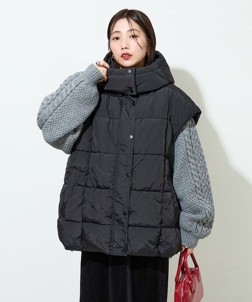 FREAKS STORE 中棉絎縫保暖連帽背心_15