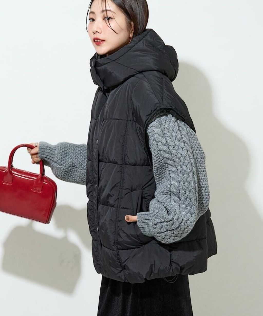 FREAKS STORE 中棉絎縫保暖連帽背心_16