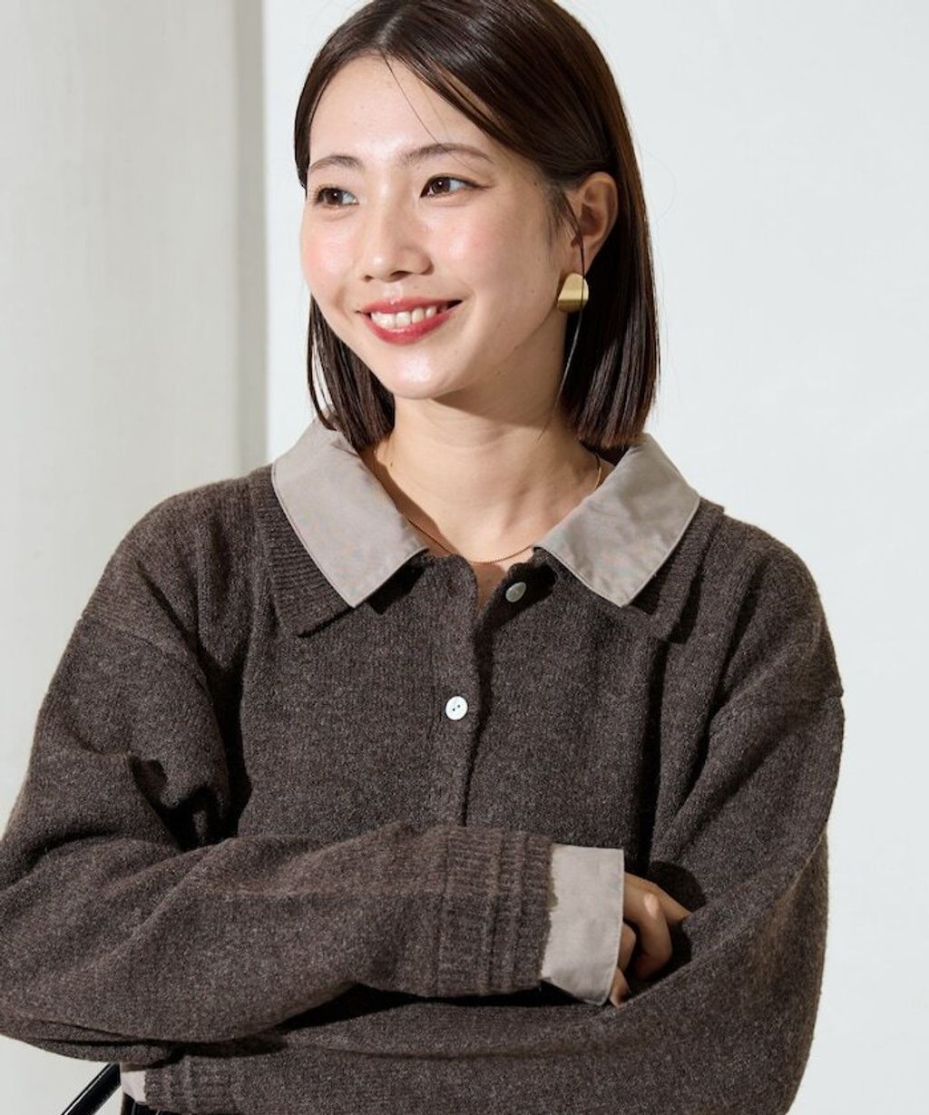 FREAKS STORE 假兩件式襯衫拼接針織外套_8