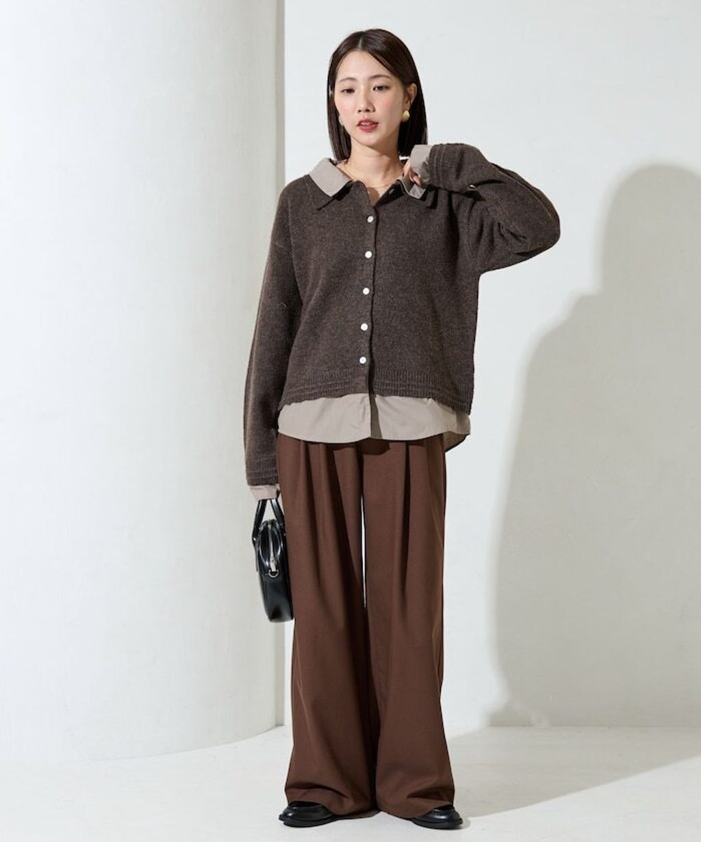 FREAKS STORE 假兩件式襯衫拼接針織外套_4