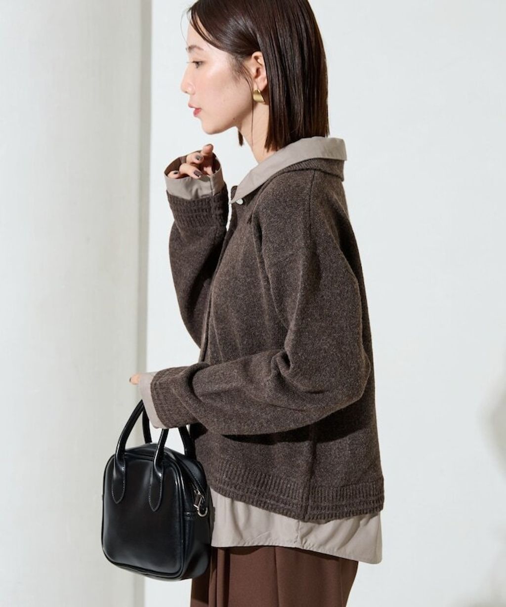 FREAKS STORE 假兩件式襯衫拼接針織外套_6