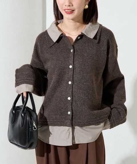 FREAKS STORE 假兩件式襯衫拼接針織外套_7