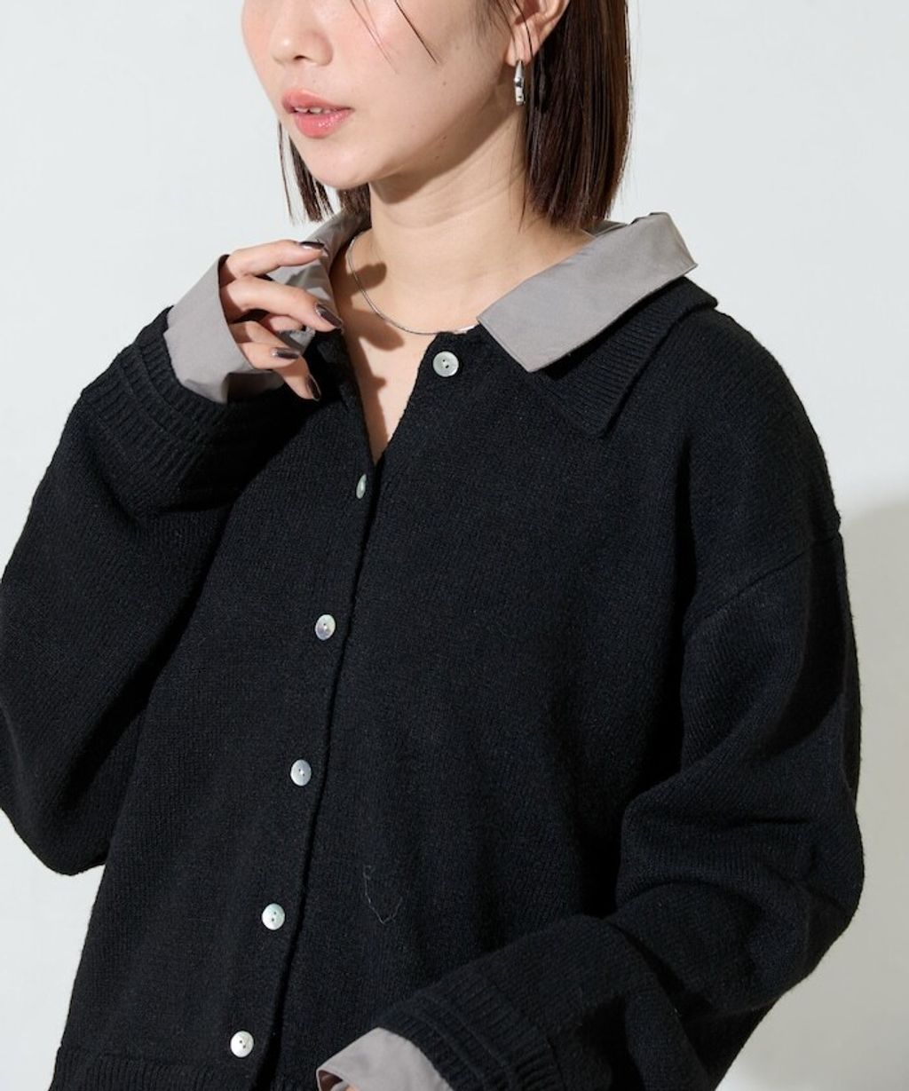FREAKS STORE 假兩件式襯衫拼接針織外套_21
