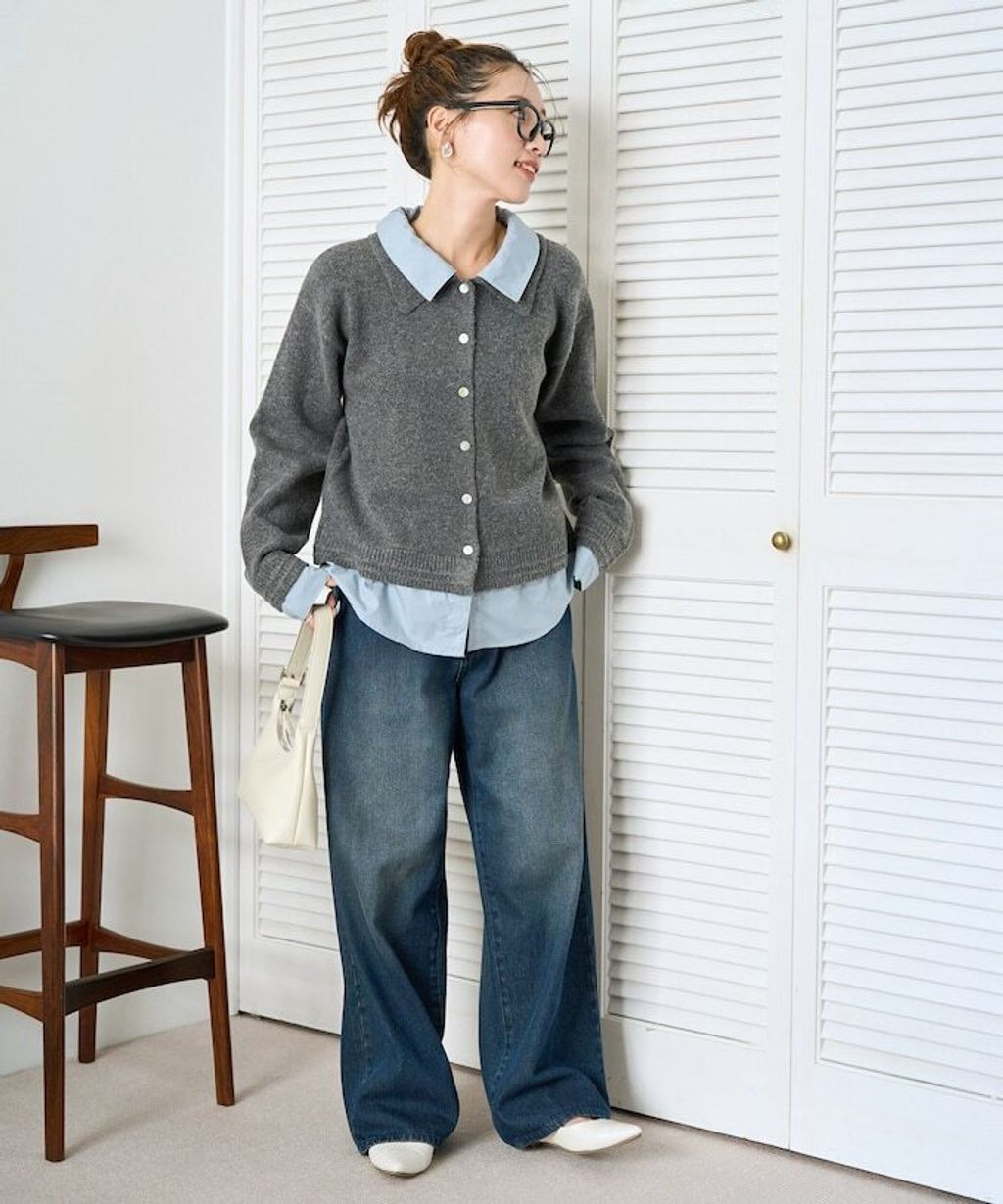 FREAKS STORE 假兩件式襯衫拼接針織外套_12