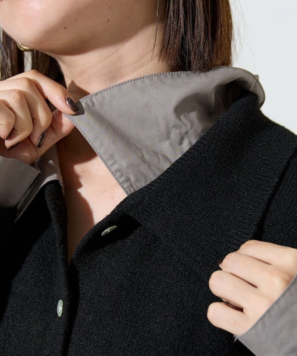 FREAKS STORE 假兩件式襯衫拼接針織外套_34