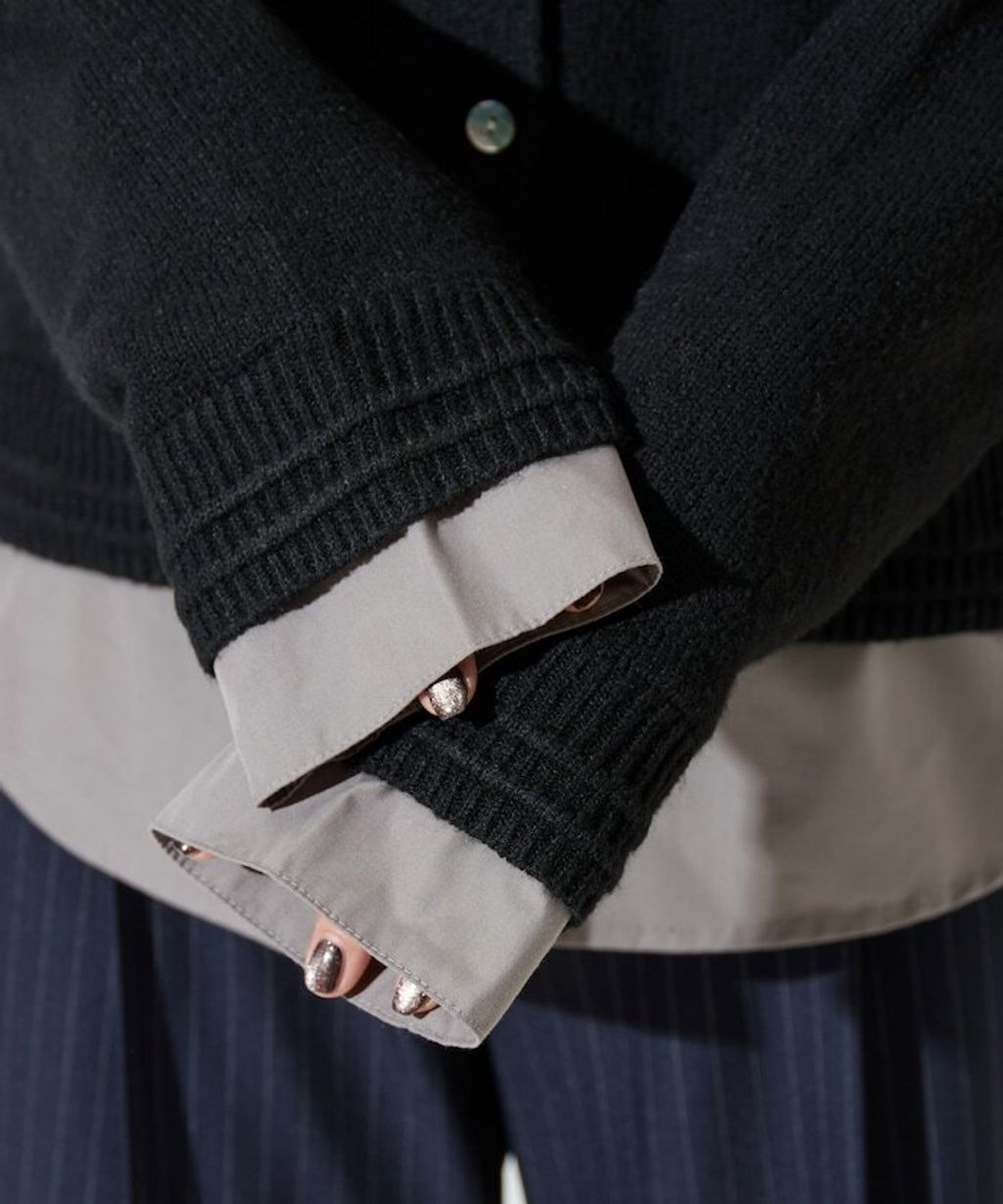 FREAKS STORE 假兩件式襯衫拼接針織外套_31