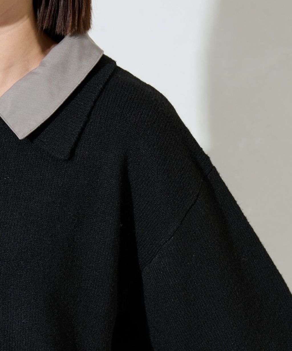 FREAKS STORE 假兩件式襯衫拼接針織外套_29