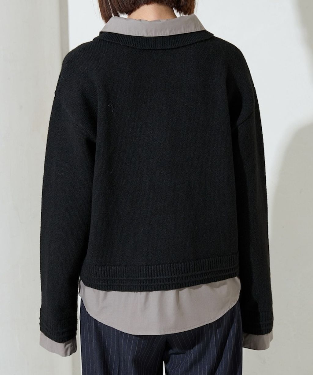 FREAKS STORE 假兩件式襯衫拼接針織外套_27