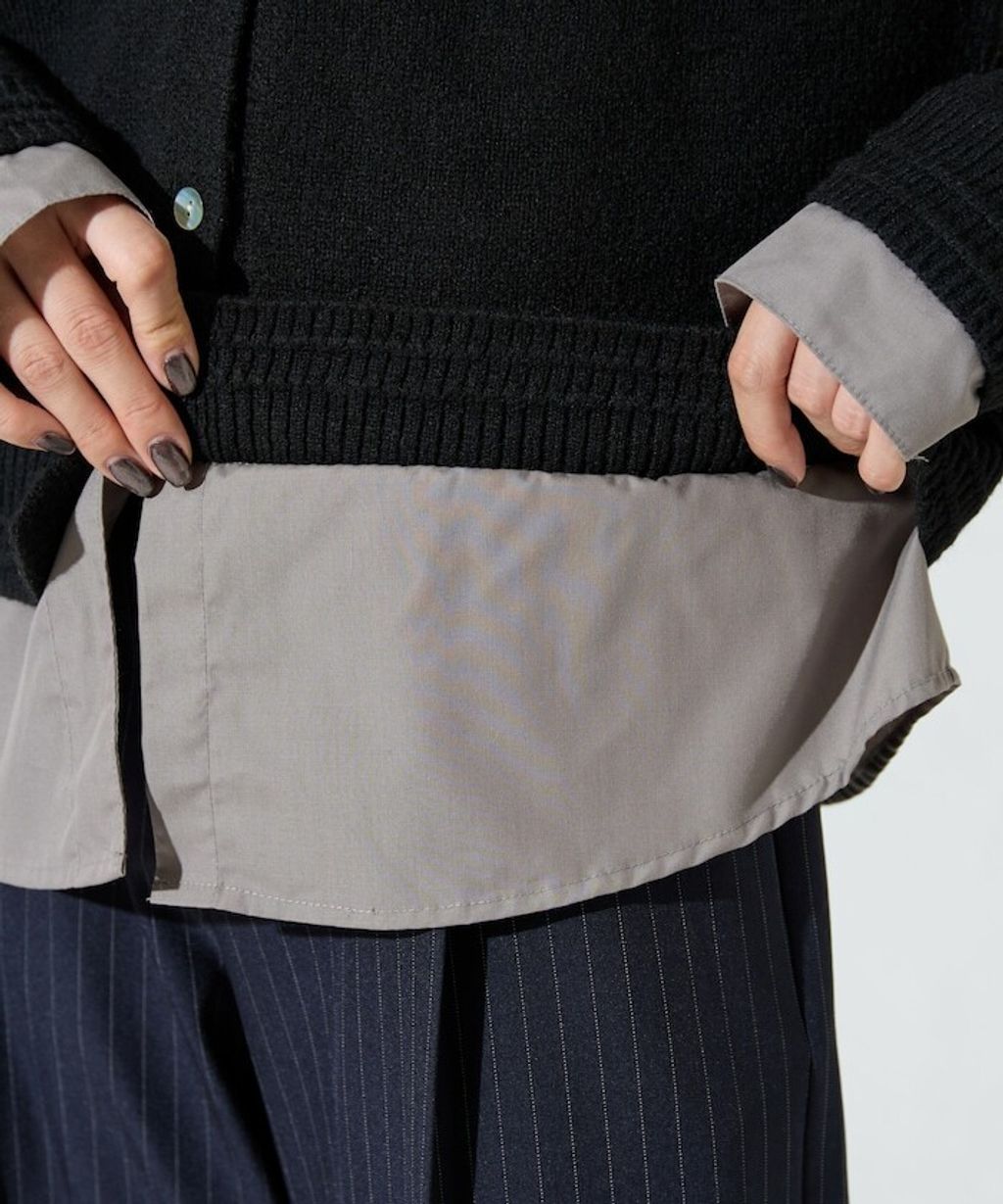 FREAKS STORE 假兩件式襯衫拼接針織外套_33