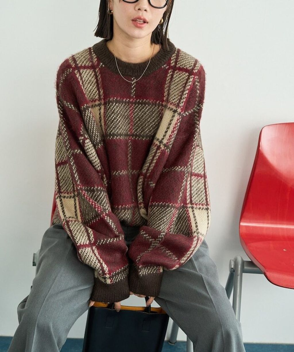 FREAKS STORE 大格紋寬版針織衣_2