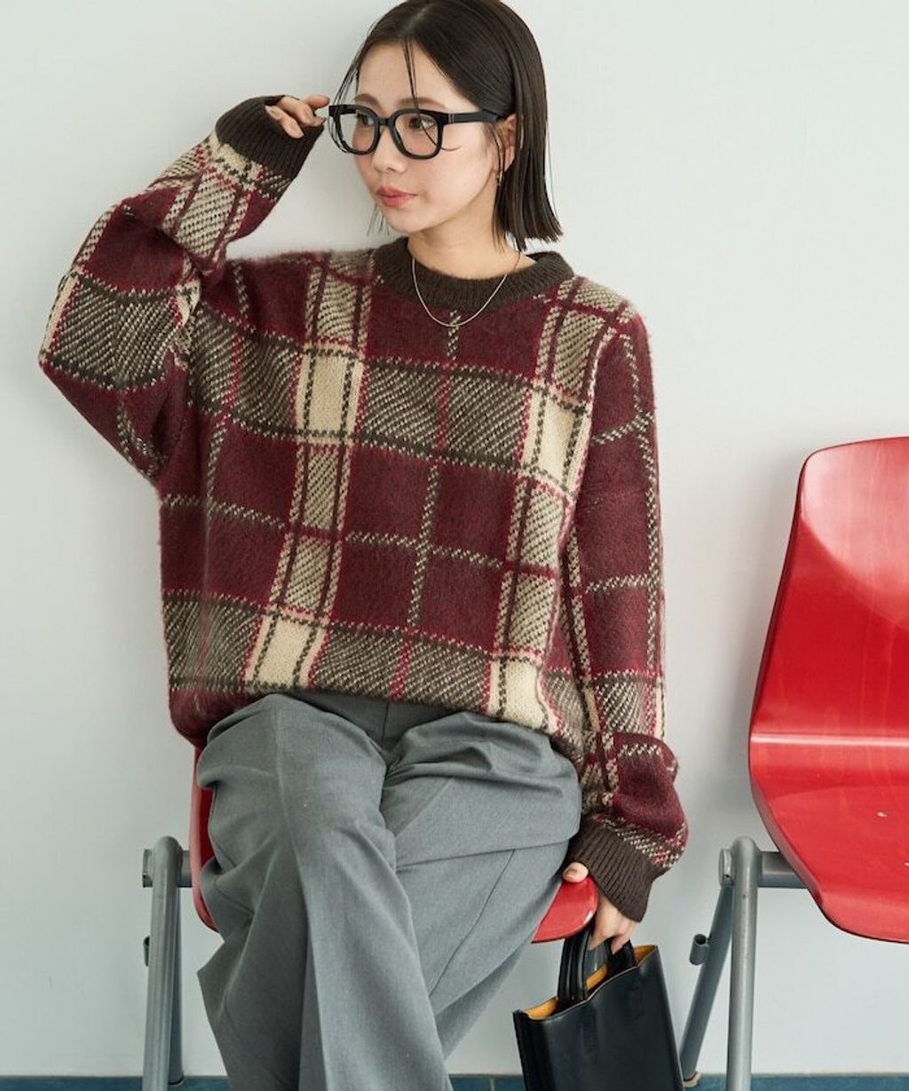 FREAKS STORE 大格紋寬版針織衣_5