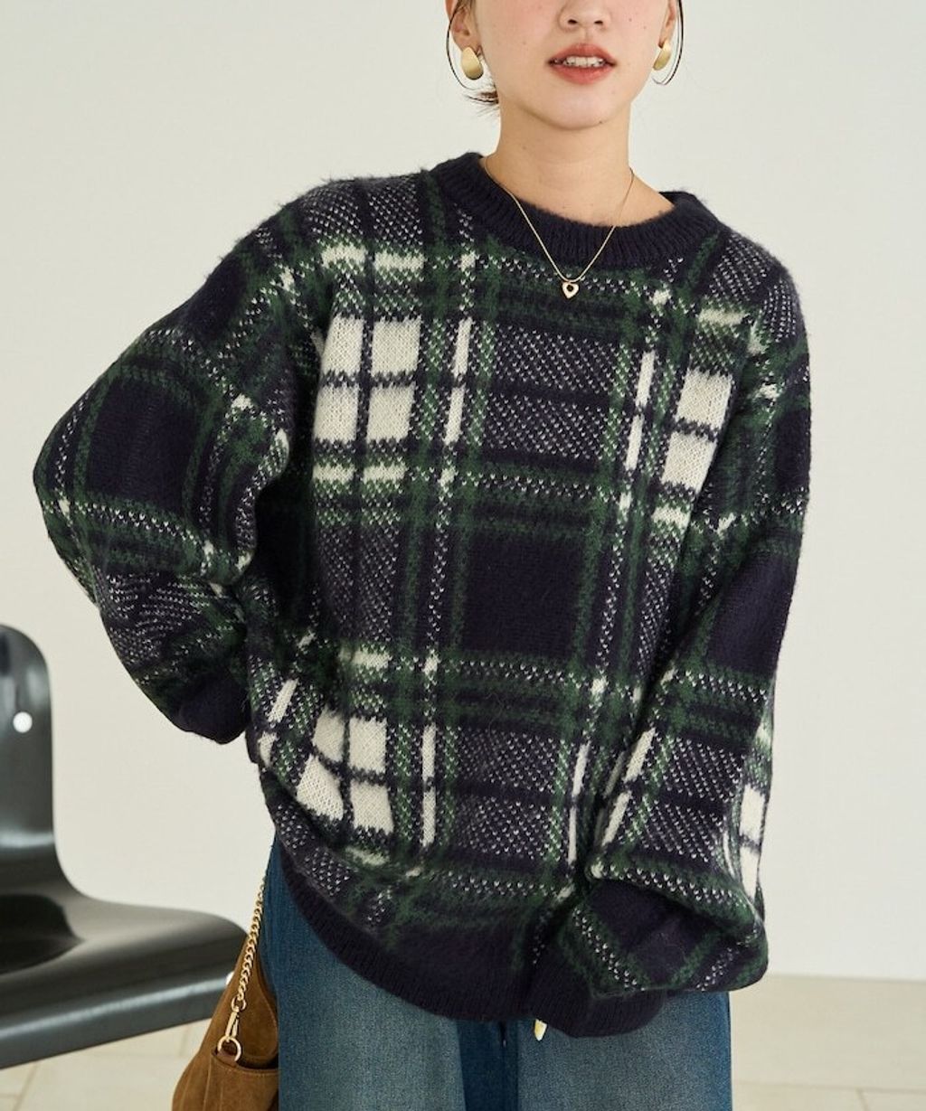 FREAKS STORE 大格紋寬版針織衣_4