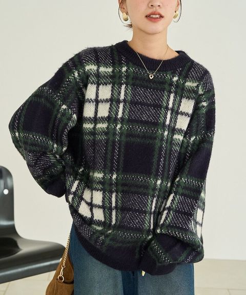 FREAKS STORE 大格紋寬版針織衣_4