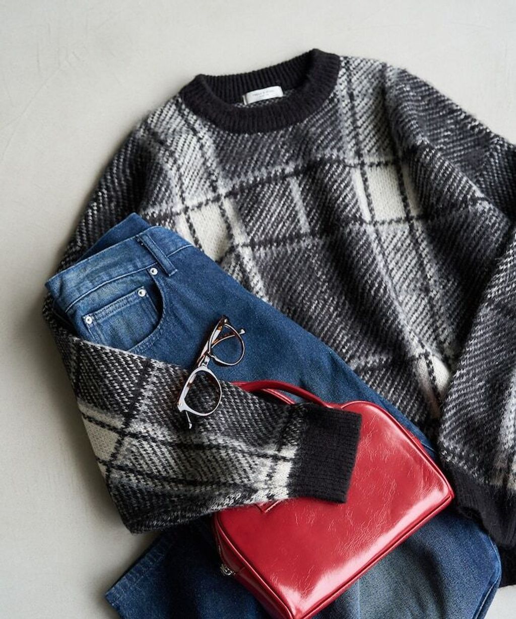 FREAKS STORE 大格紋寬版針織衣_1