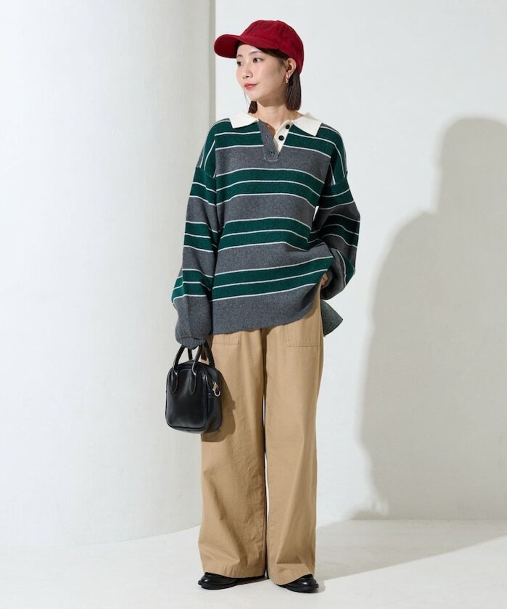 FREAKS STORE 粗條紋寬鬆版型Polo領針織衣_4