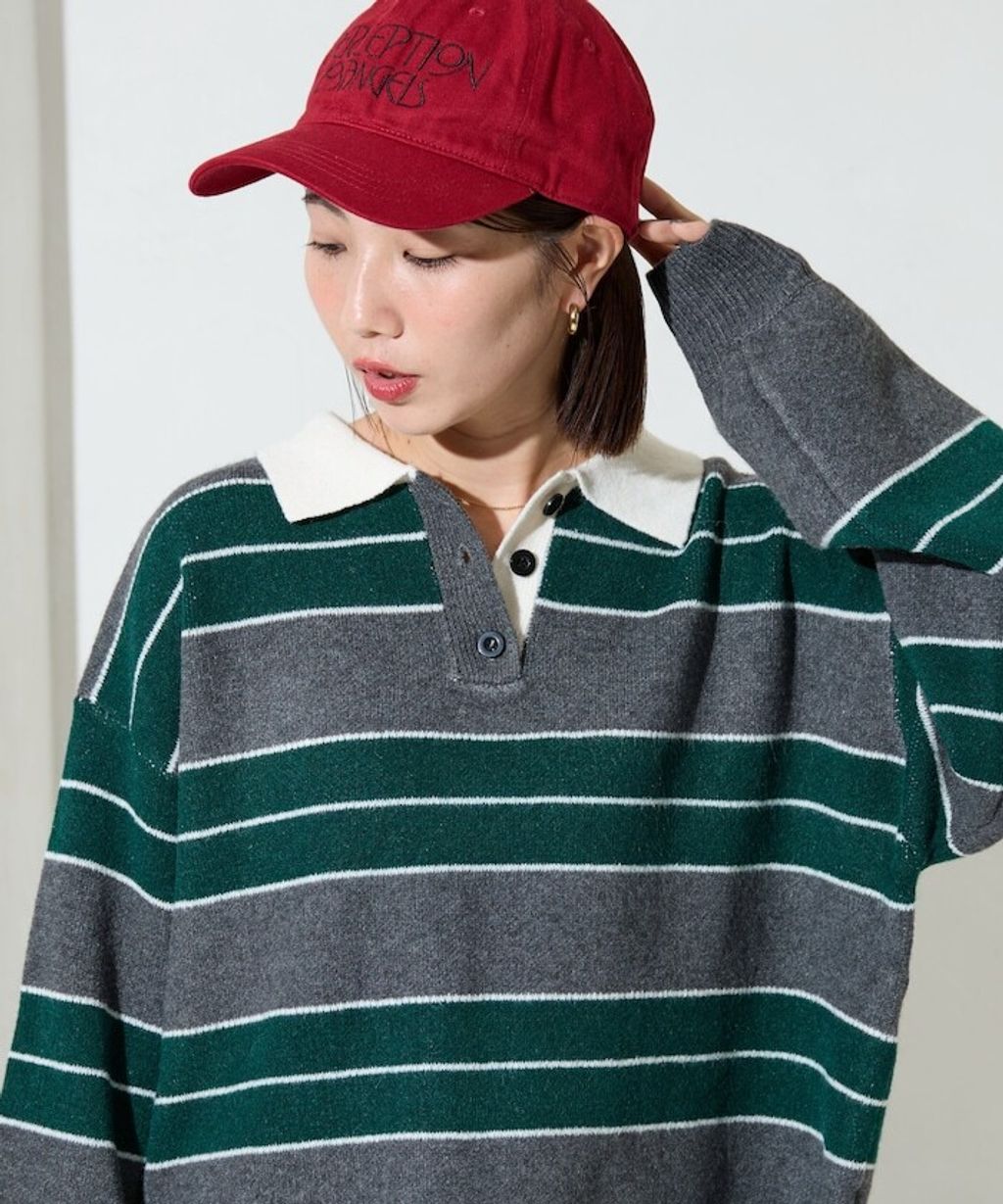 FREAKS STORE 粗條紋寬鬆版型Polo領針織衣_9