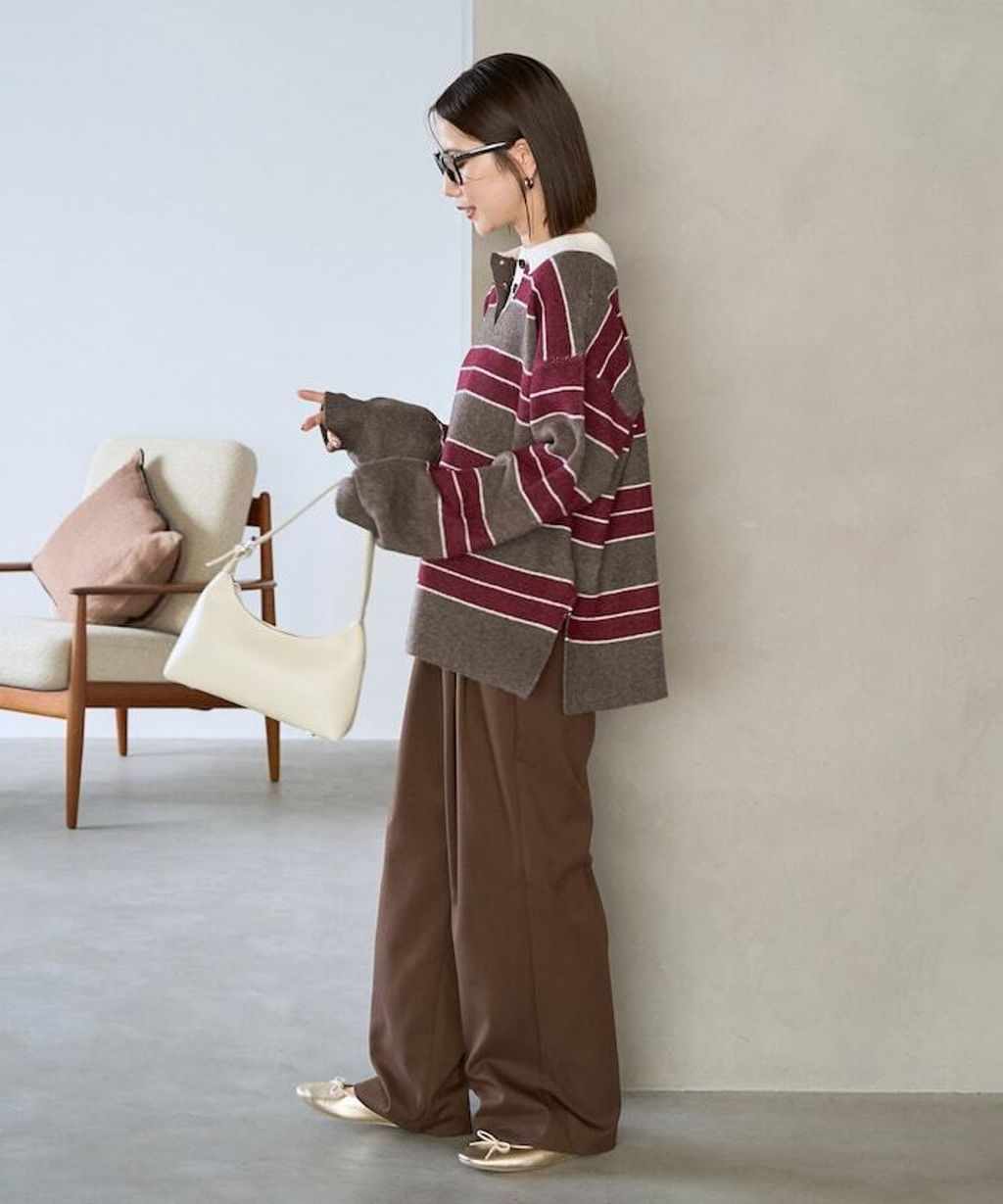 FREAKS STORE 粗條紋寬鬆版型Polo領針織衣_16