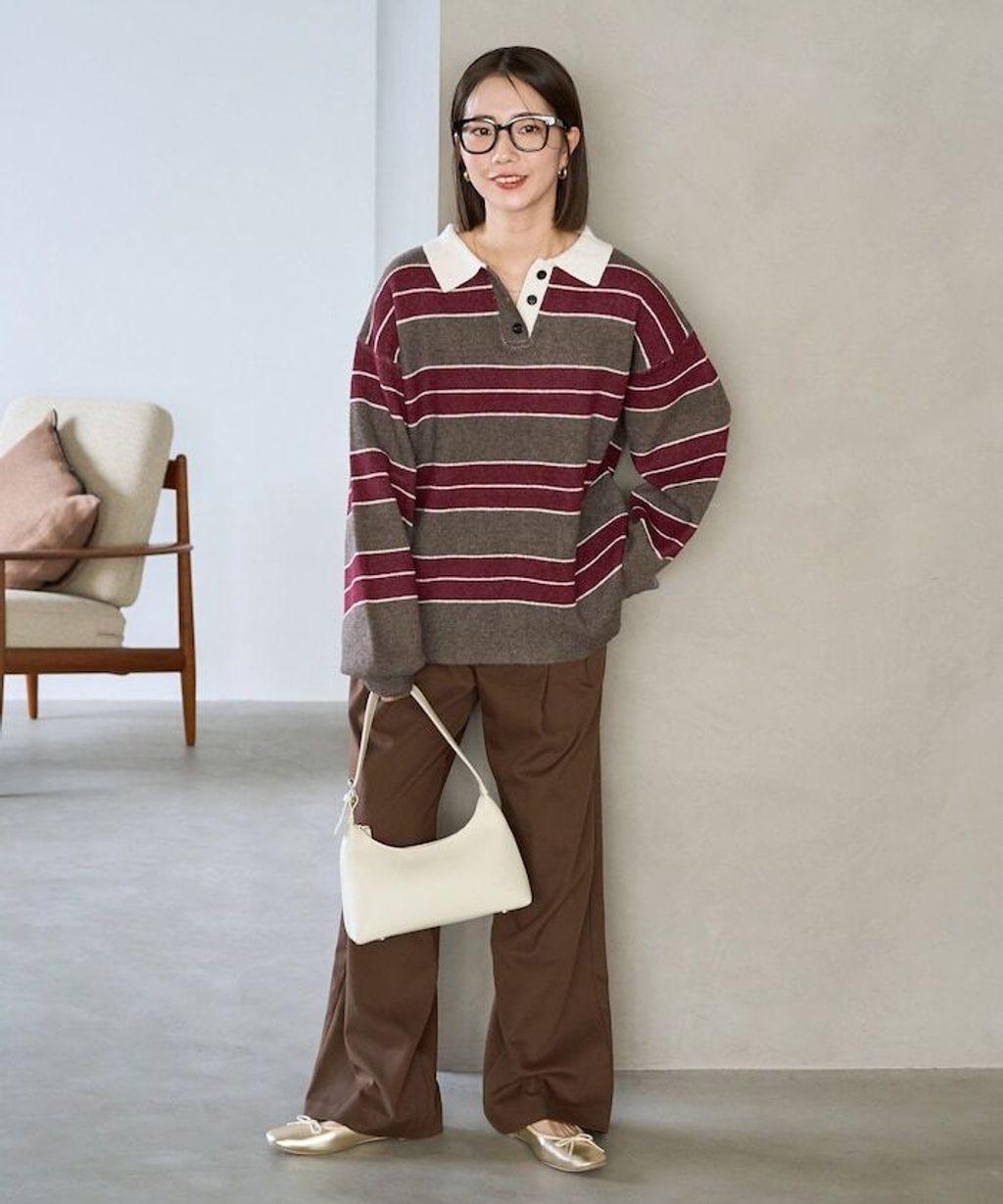 FREAKS STORE 粗條紋寬鬆版型Polo領針織衣_14