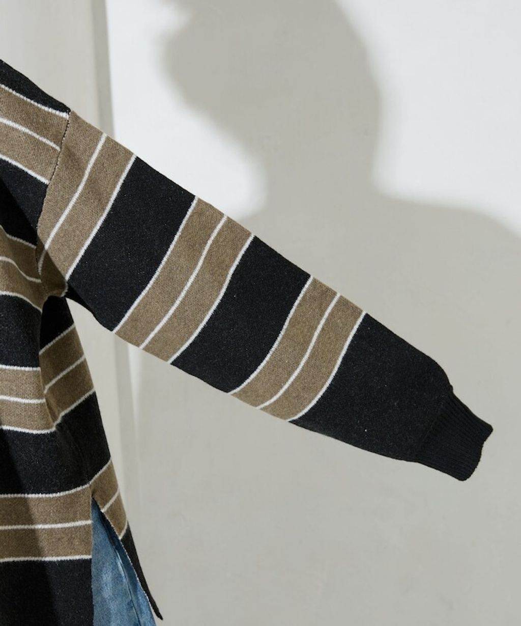 FREAKS STORE 粗條紋寬鬆版型Polo領針織衣_27