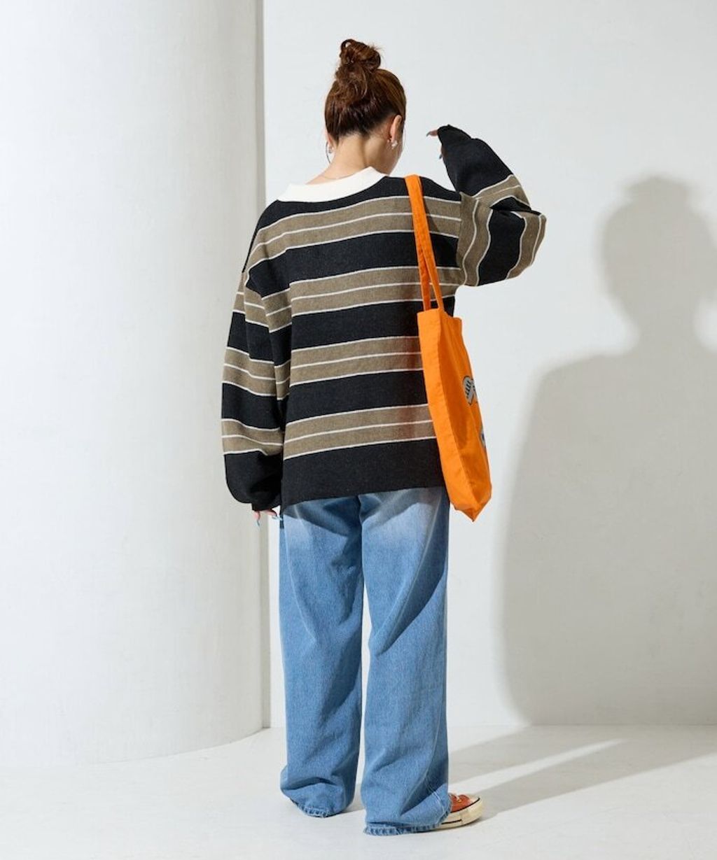 FREAKS STORE 粗條紋寬鬆版型Polo領針織衣_19