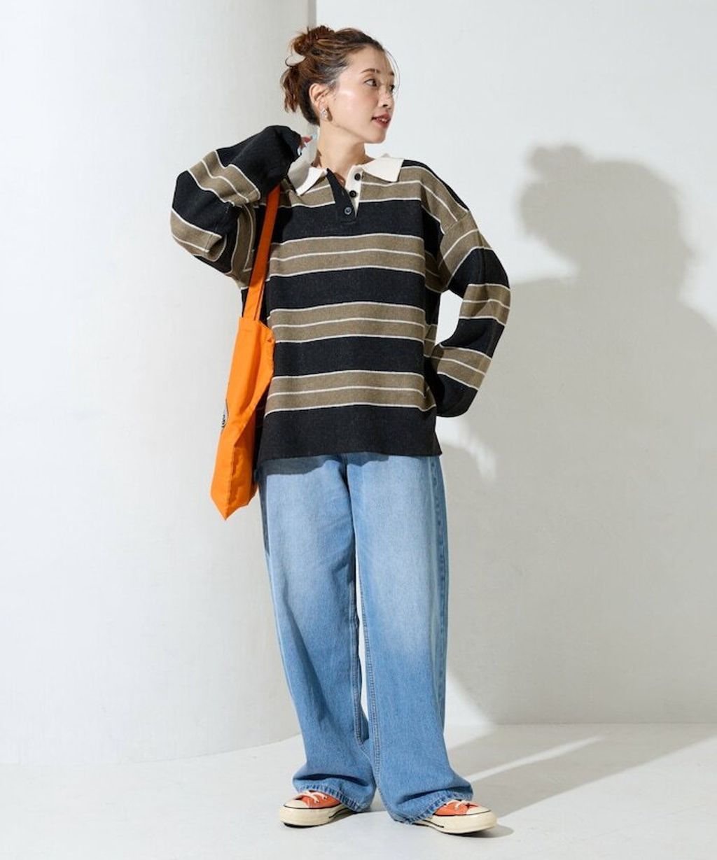 FREAKS STORE 粗條紋寬鬆版型Polo領針織衣_18