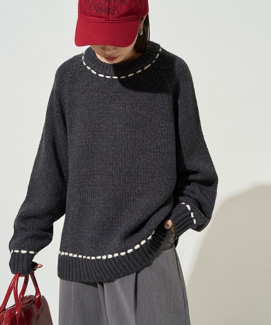 FREAKS STORE 手縫線條感圓領針織衣_2