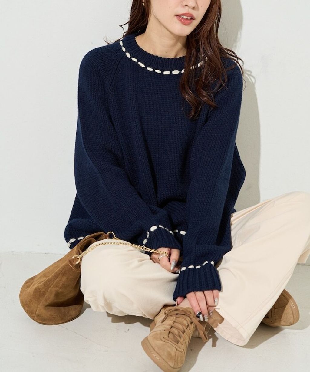 FREAKS STORE 手縫線條感圓領針織衣_12