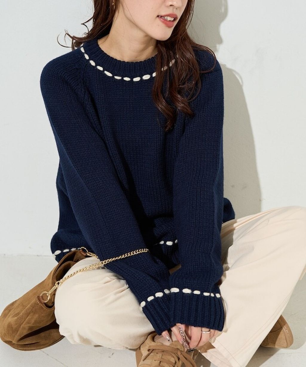 FREAKS STORE 手縫線條感圓領針織衣_6