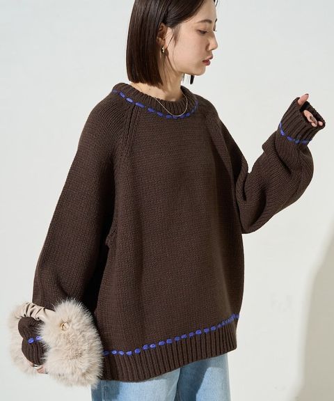 FREAKS STORE 手縫線條感圓領針織衣_3