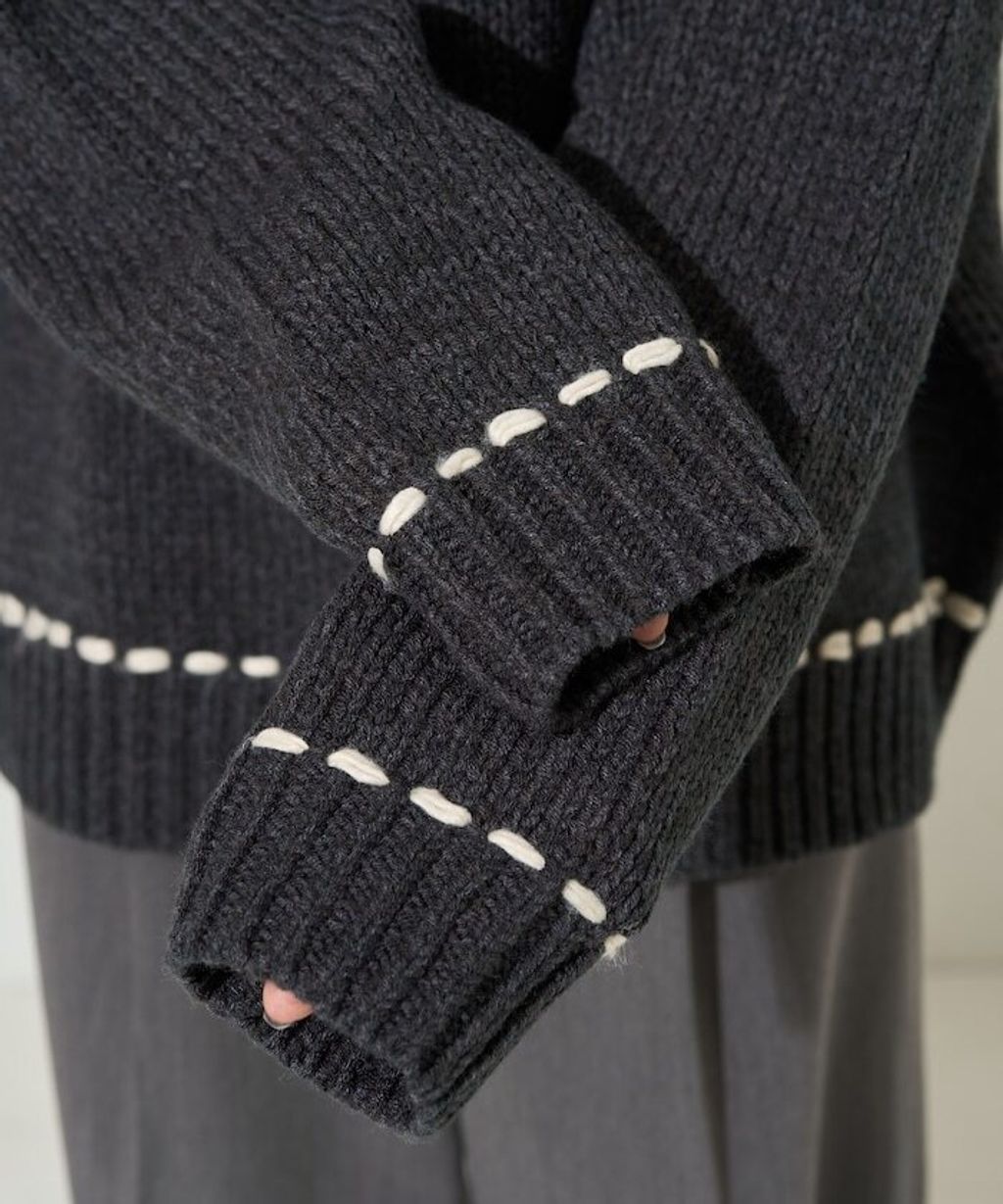 FREAKS STORE 手縫線條感圓領針織衣_44